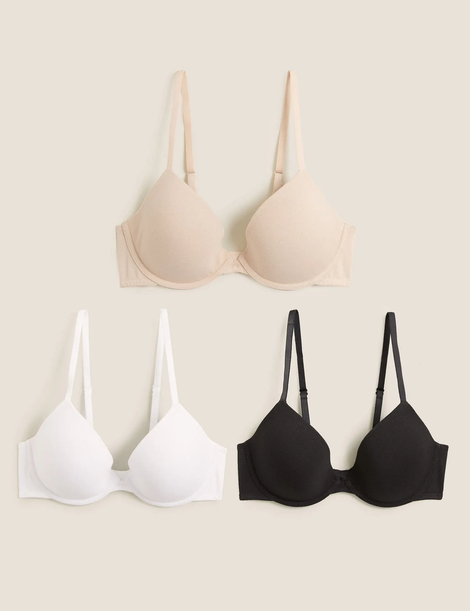 3pk Wired Plunge T-Shirt Bras A-E