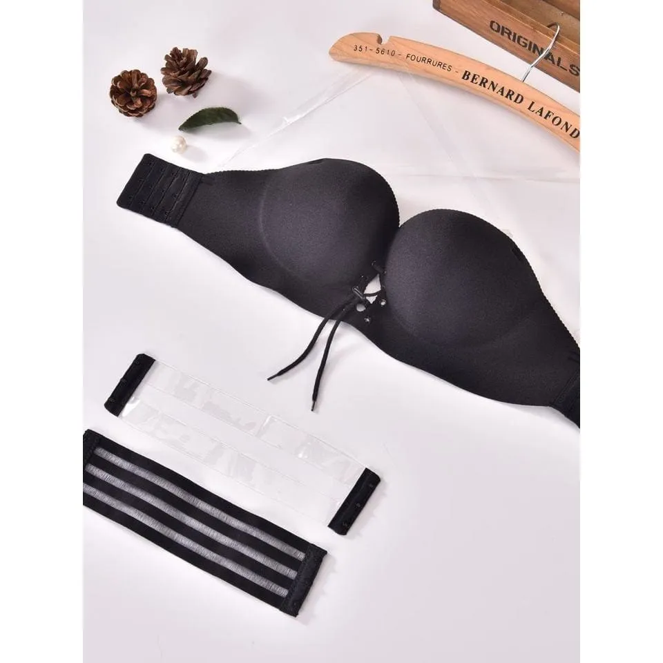 4pcs Seamless Drawstring Clear Strap Bra