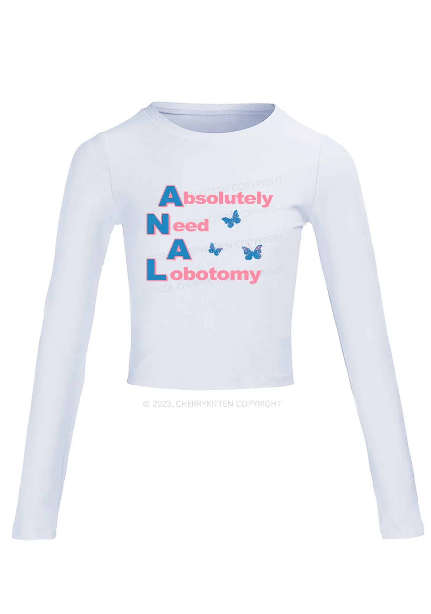 Absolutely Need A Lobotomy Long Sleeve Crop Top Cherrykitten