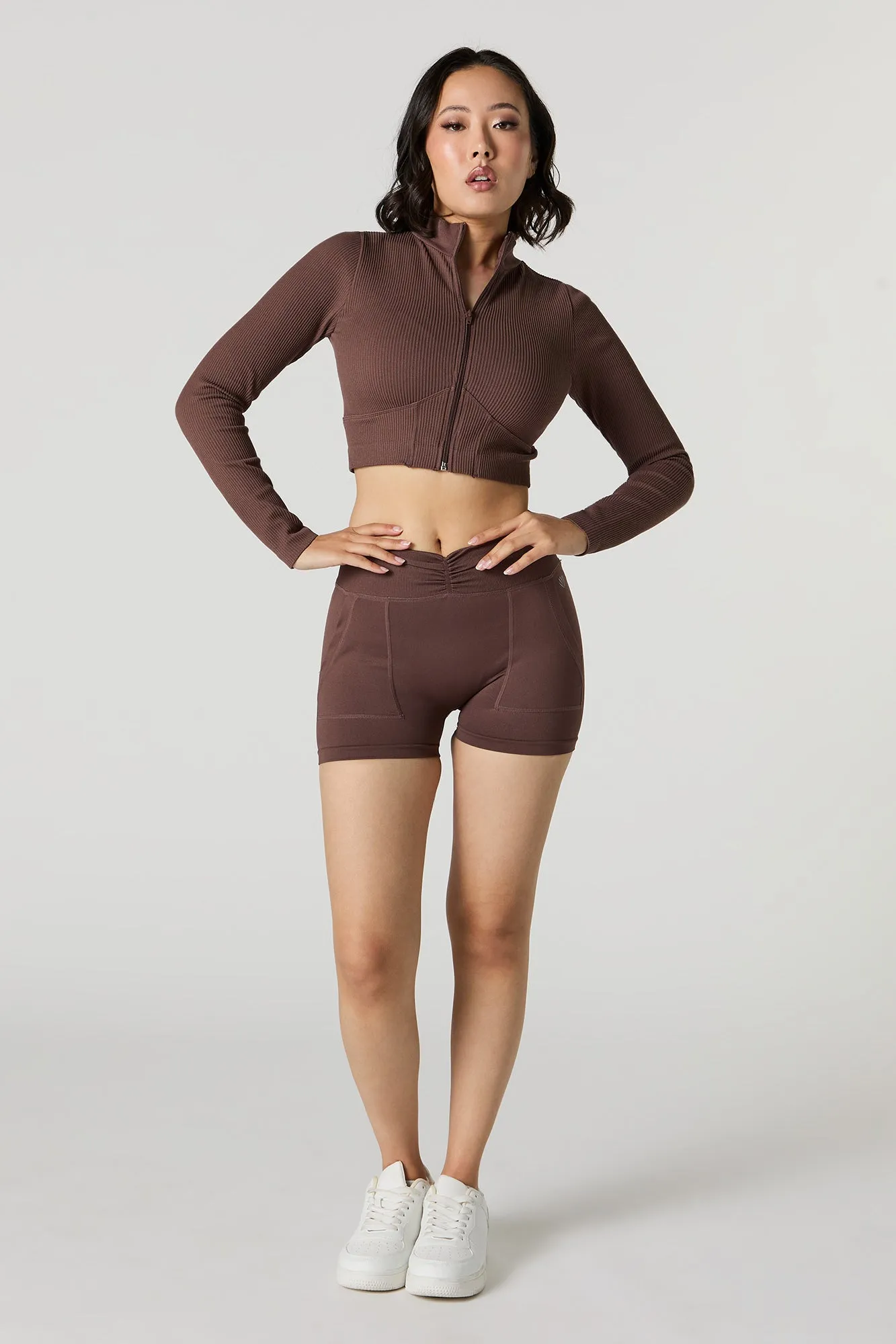 Active Seamless Ribbed Long Sleeve Crop Top