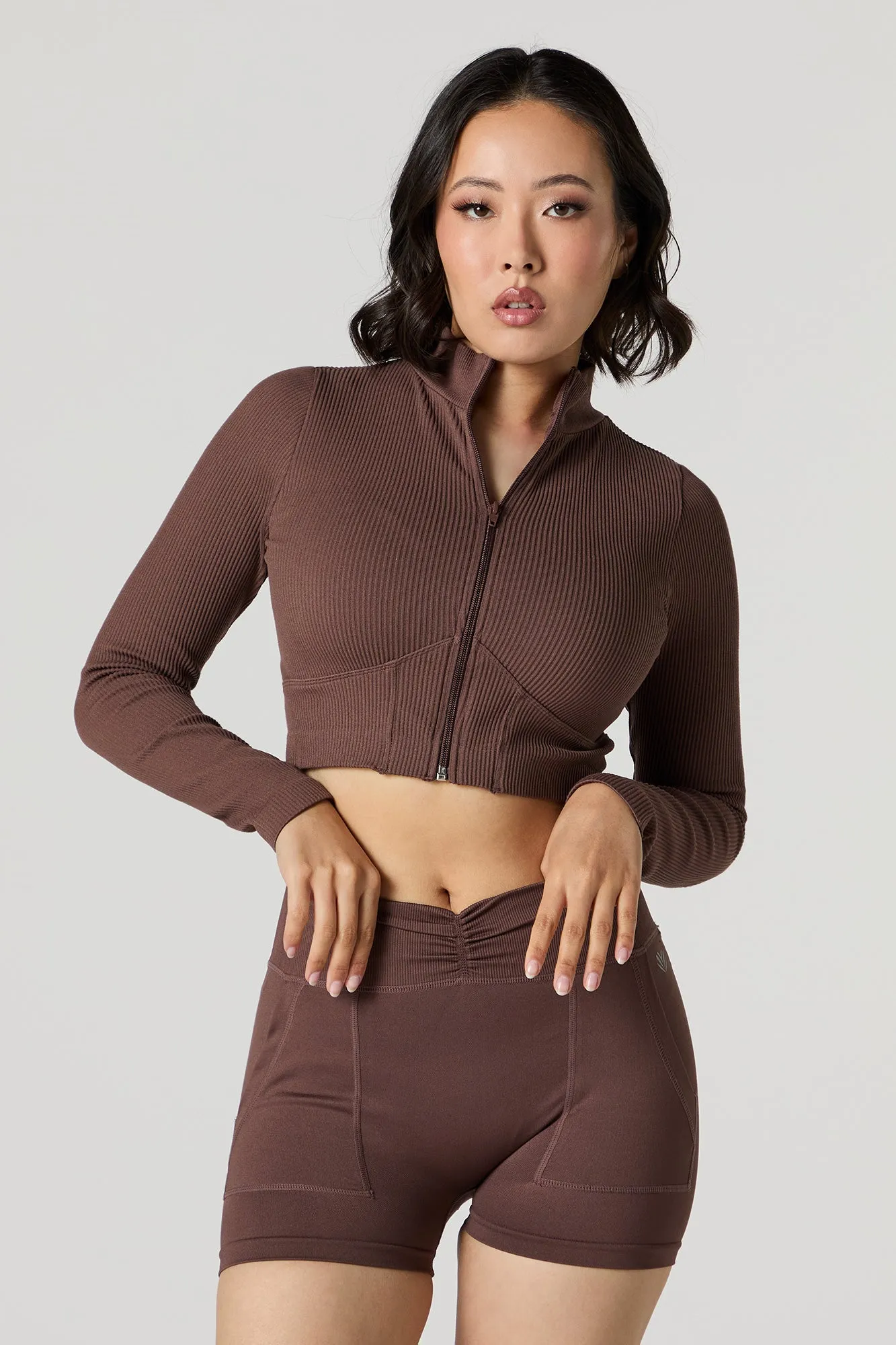 Active Seamless Ribbed Long Sleeve Crop Top