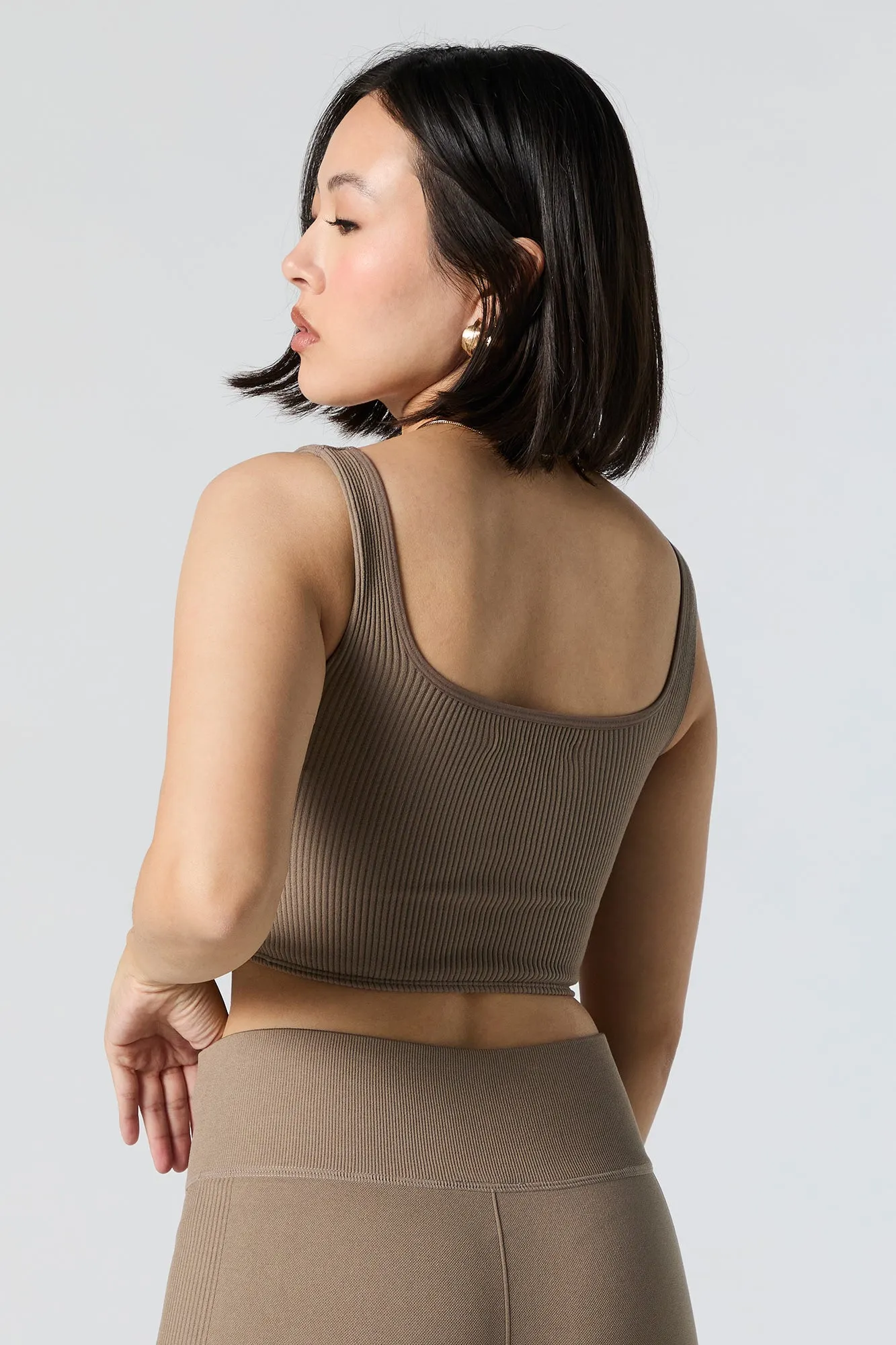 Active Seamless Ribbed Square Neck Tank