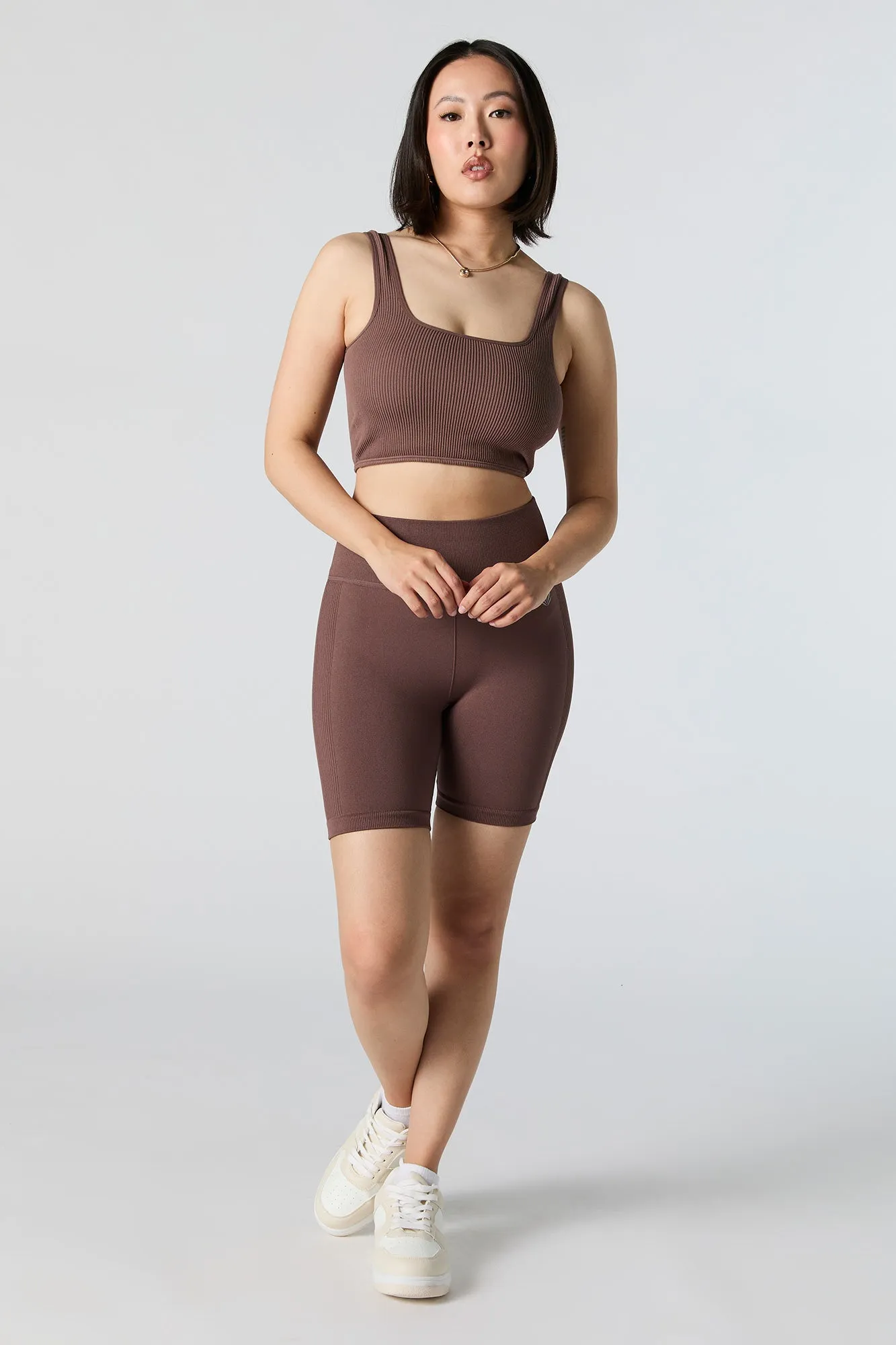 Active Seamless Ribbed Square Neck Tank