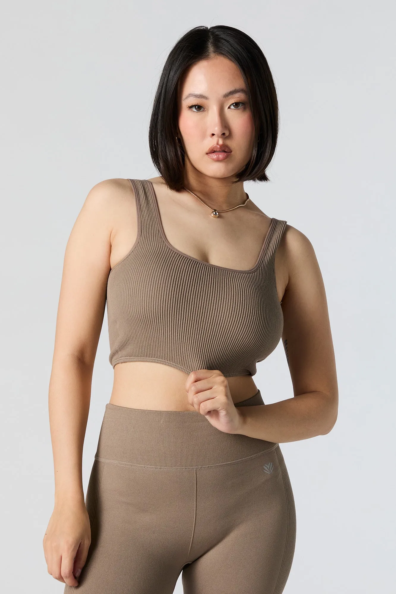 Active Seamless Ribbed Square Neck Tank