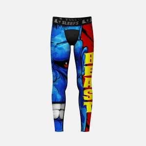 Beast Blue Monster Kids compression tights / leggings