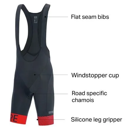 C5 Optiline Bib Short  men's GOREWEAR, black/red