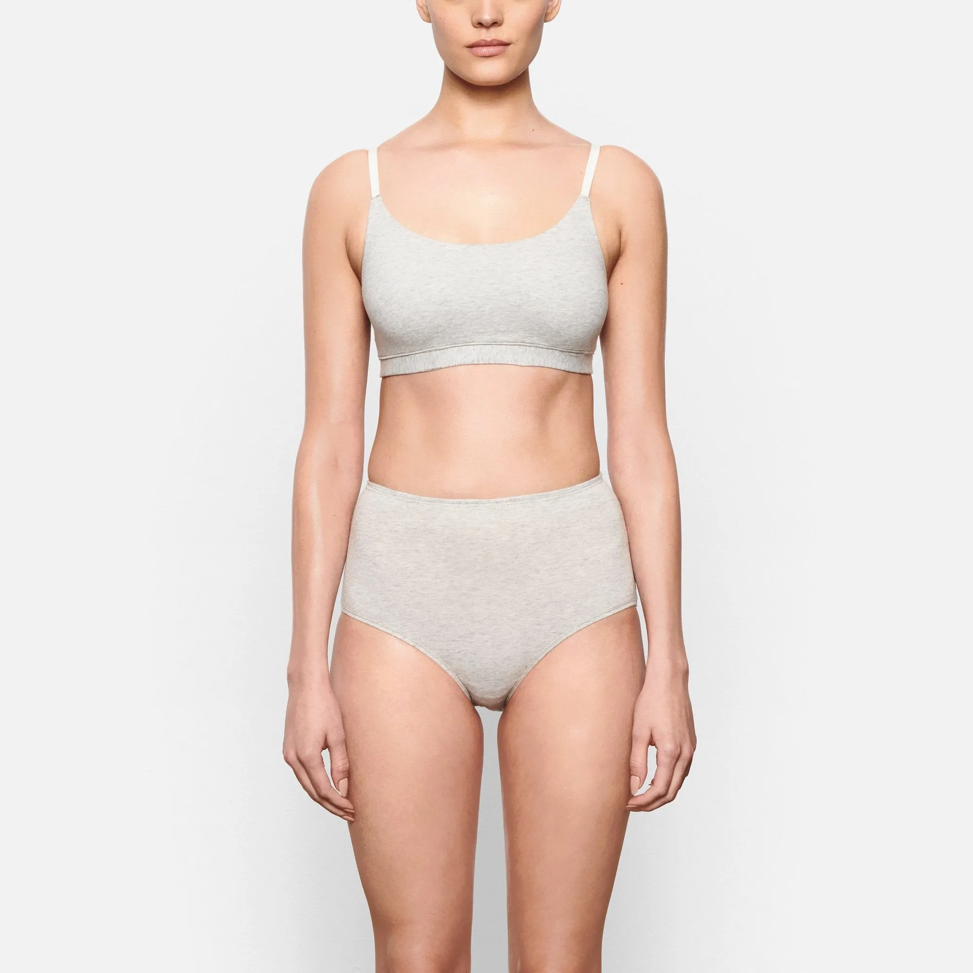 COTTON JERSEY SCOOP BRALETTE | LIGHT HEATHER GREY