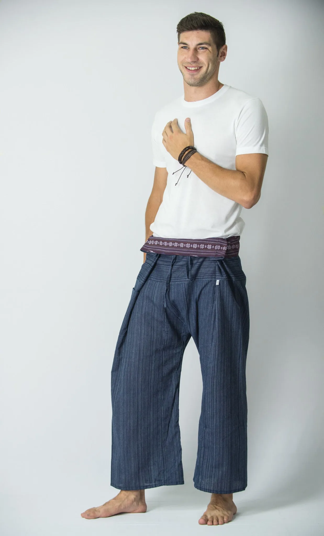 Cotton Thai Fisherman Yoga Massage Pants Navy