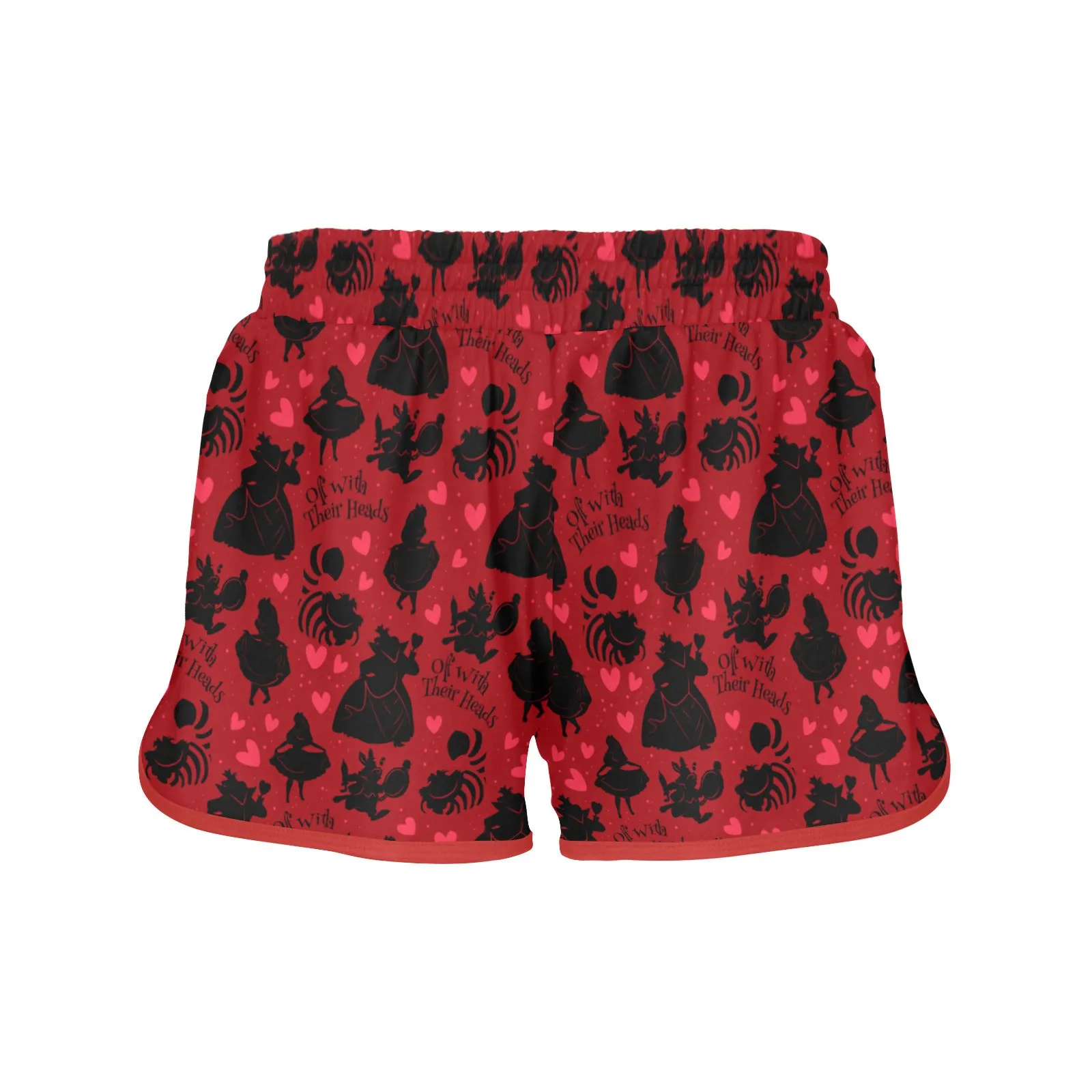 Disney Alice In Wonderland Queen Of Hearts Off With Their Heads Women's Athletic Sports Shorts