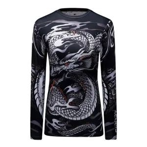 Dragon 3D Print Muscle Compression Long Sleeve Shirt