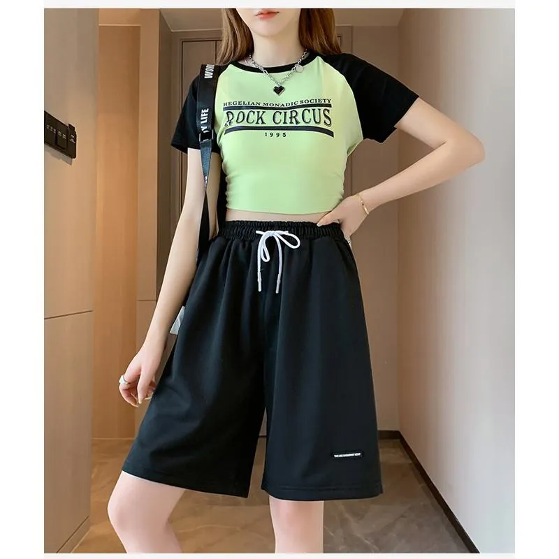 Drawstring Loose Fit High-Waisted Bermuda Sports Shorts