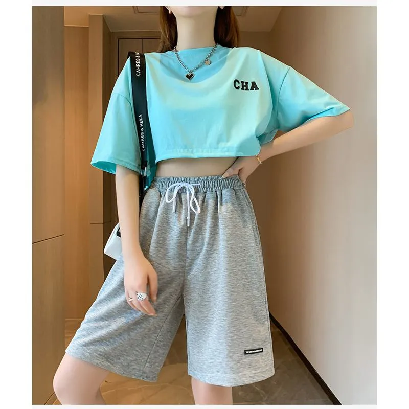 Drawstring Loose Fit High-Waisted Bermuda Sports Shorts