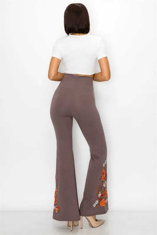 Embroidered bell bottoms with flowers