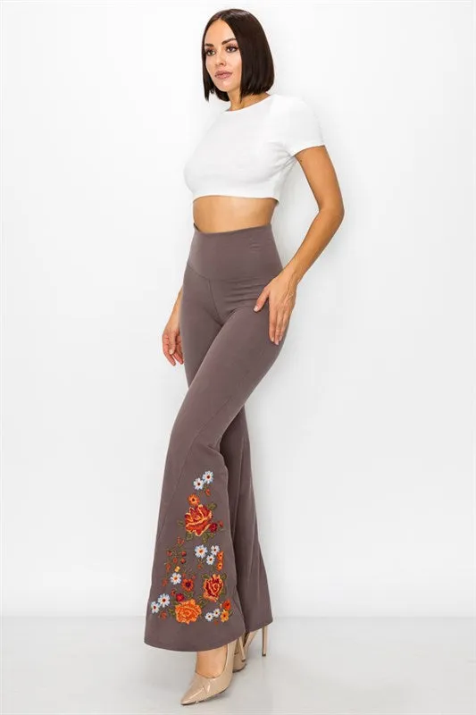 Embroidered bell bottoms with flowers