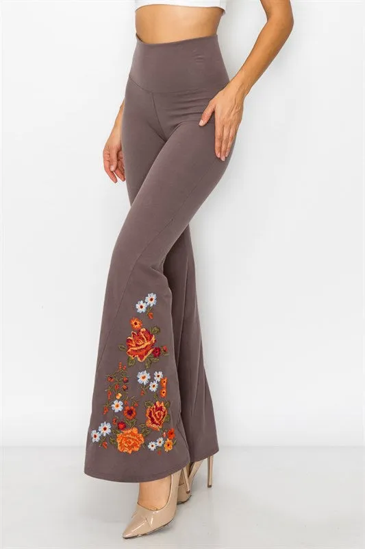 Embroidered bell bottoms with flowers