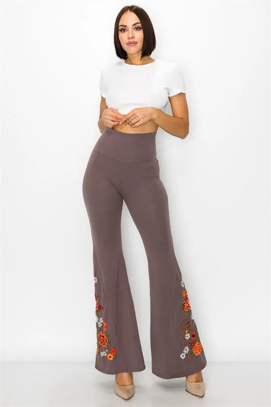 Embroidered bell bottoms with flowers