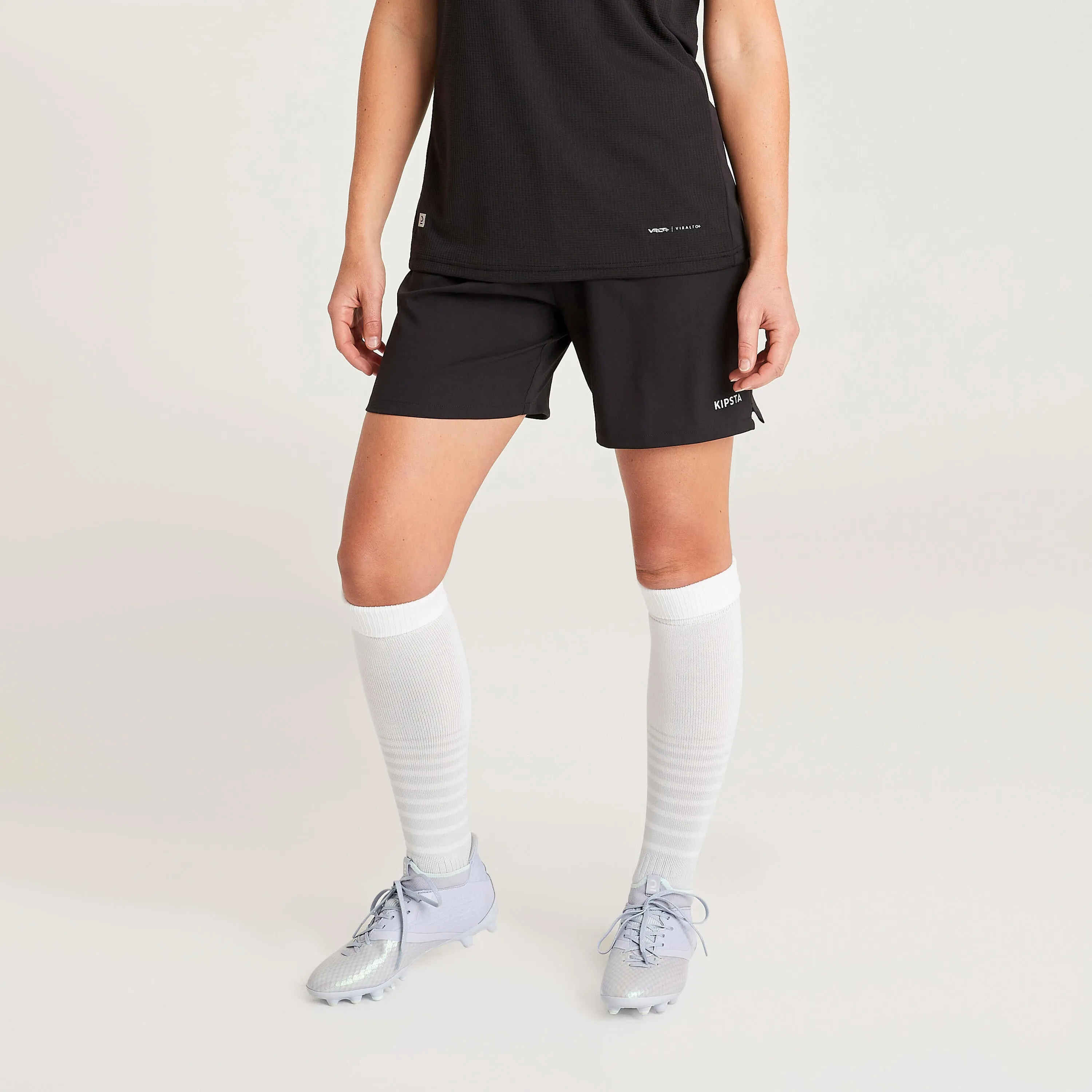 Football shorts VIRALTO  women's black KIPSTA, black/charcoal gray