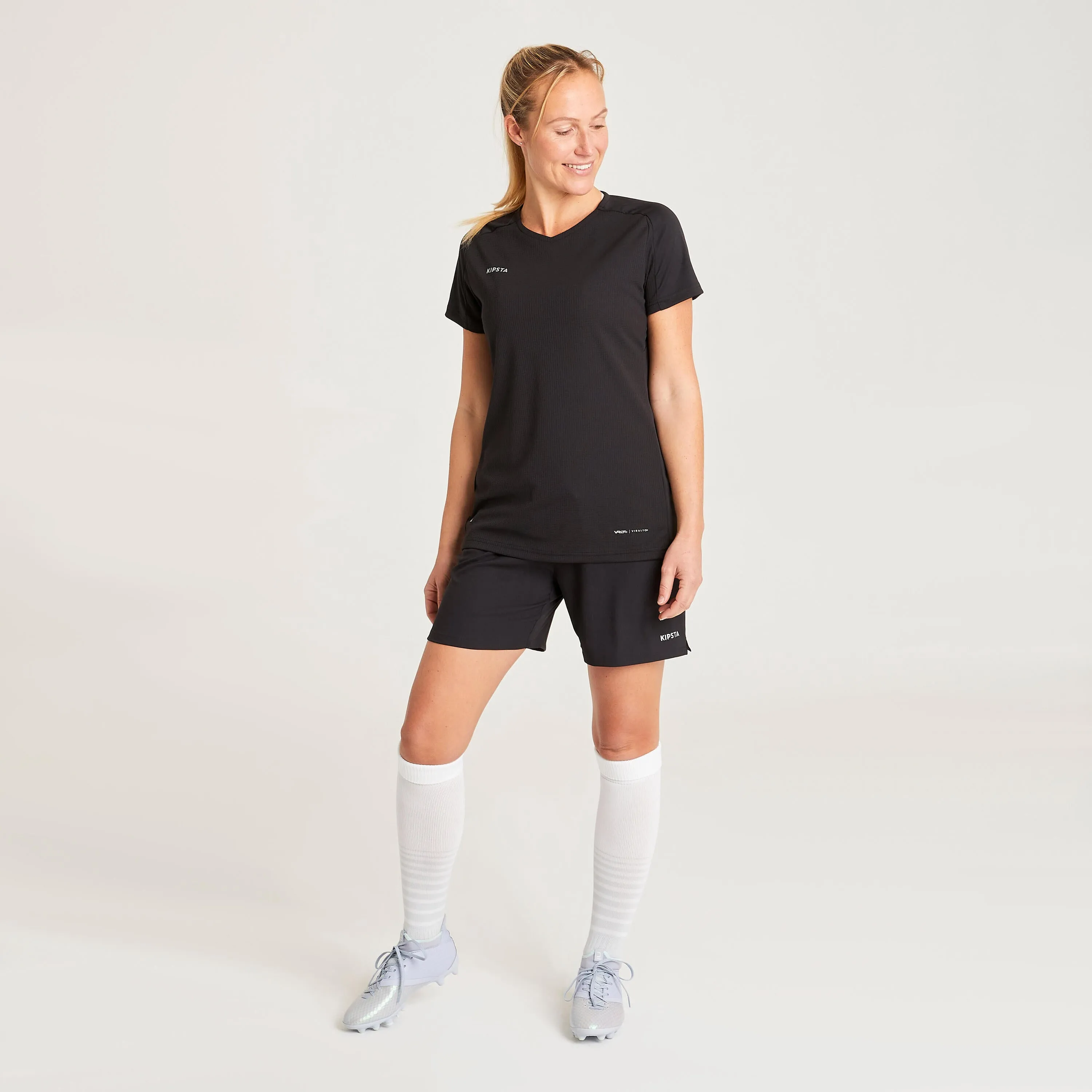 Football shorts VIRALTO  women's black KIPSTA, black/charcoal gray