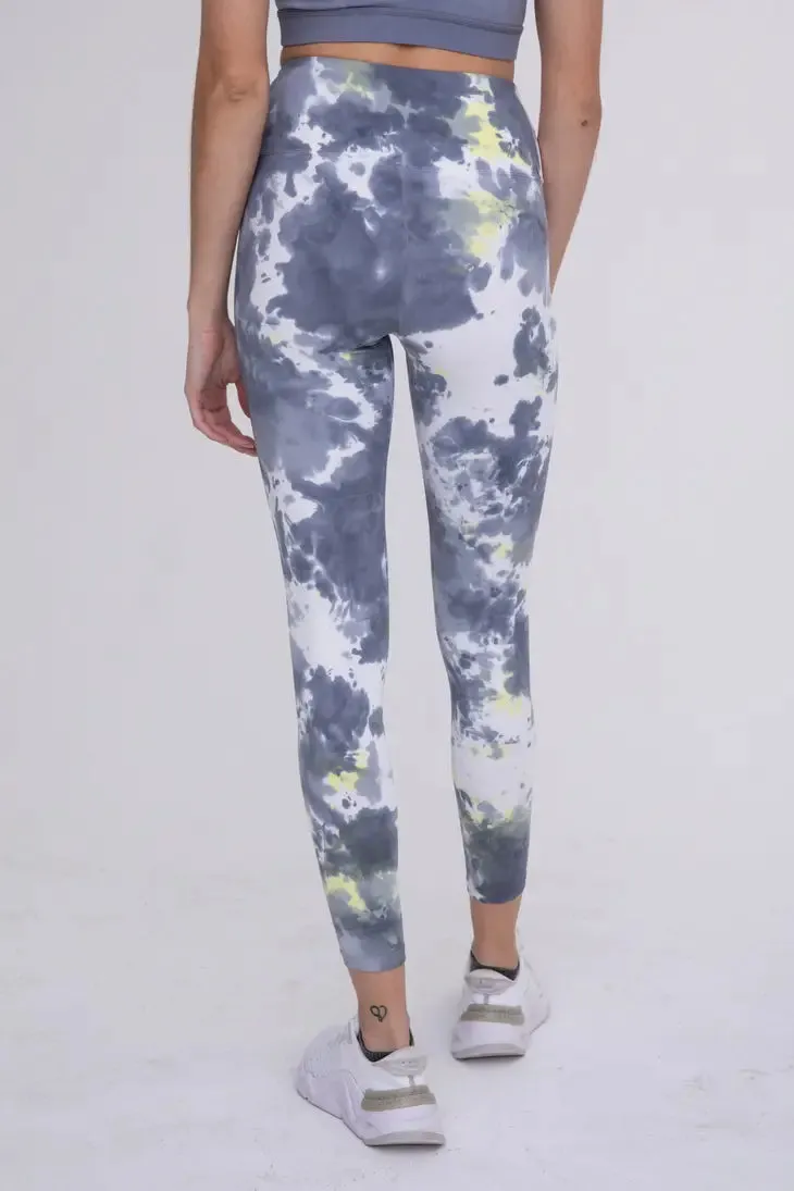 Galaxy Tie-Dye Highwaist Leggings Grey Lime