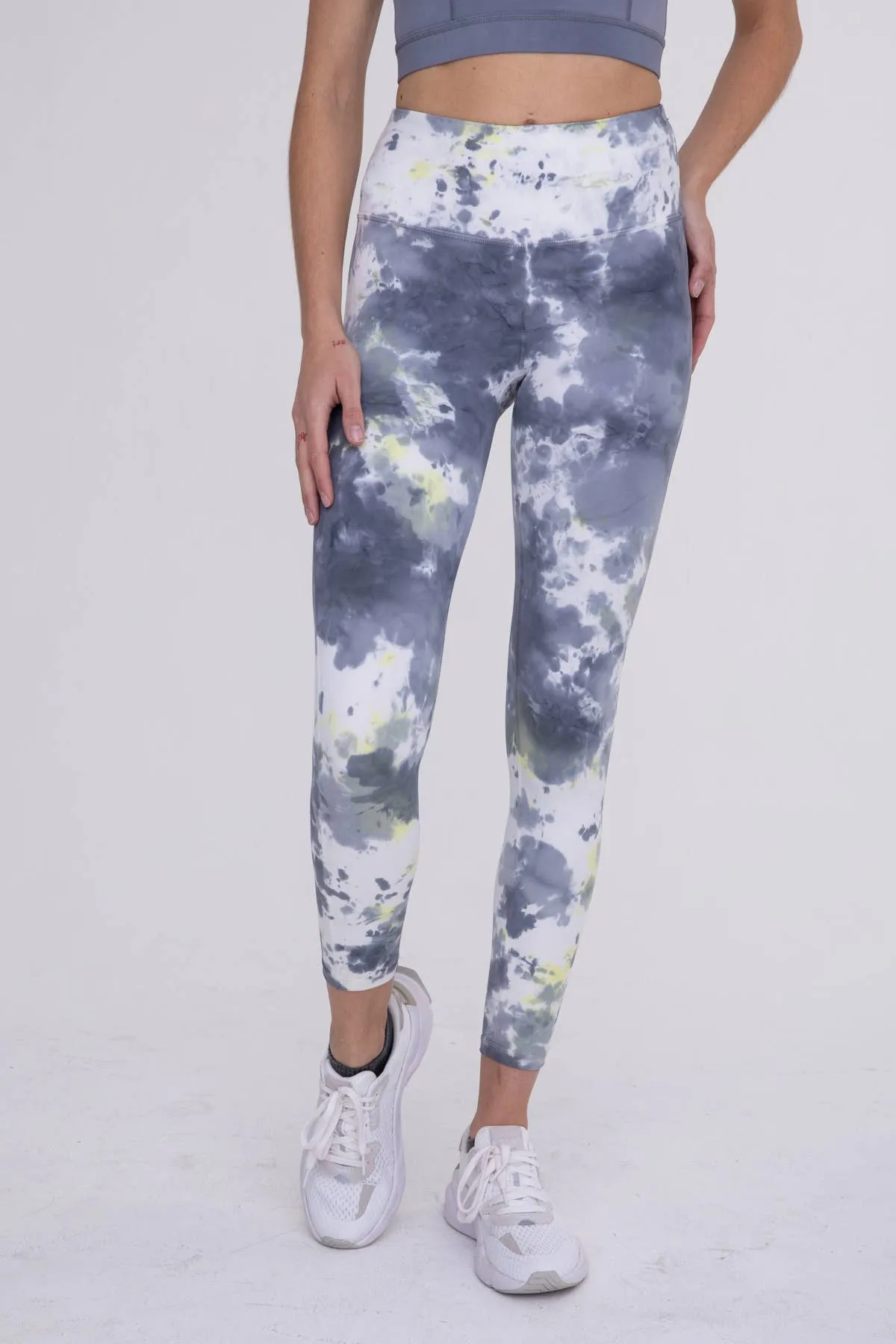 Galaxy Tie-Dye Highwaist Leggings Grey Lime