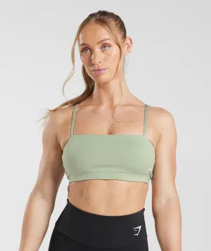 Gymshark Bandeau Sports Bra - Light Olive Green