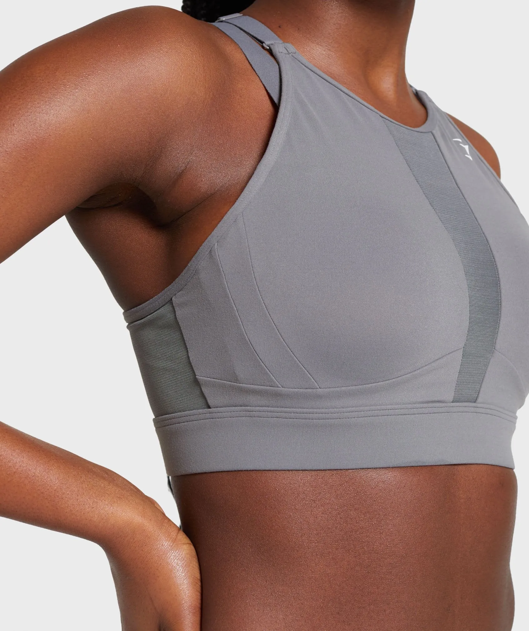 Gymshark Mesh Neckline Training Sports Bra - Smokey Grey