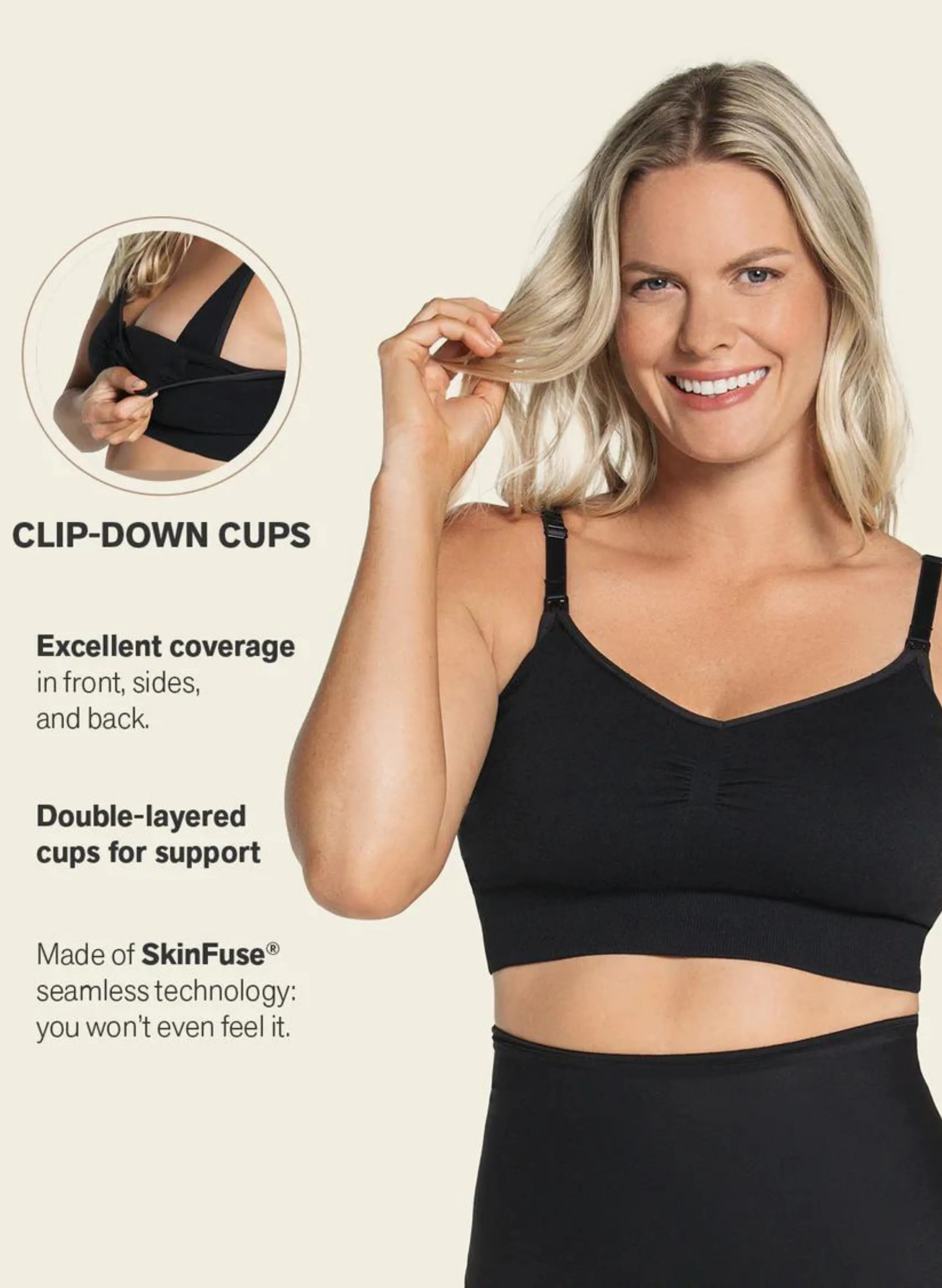 High-Tech Clip Cup Maternity & Nursing Bra - Black