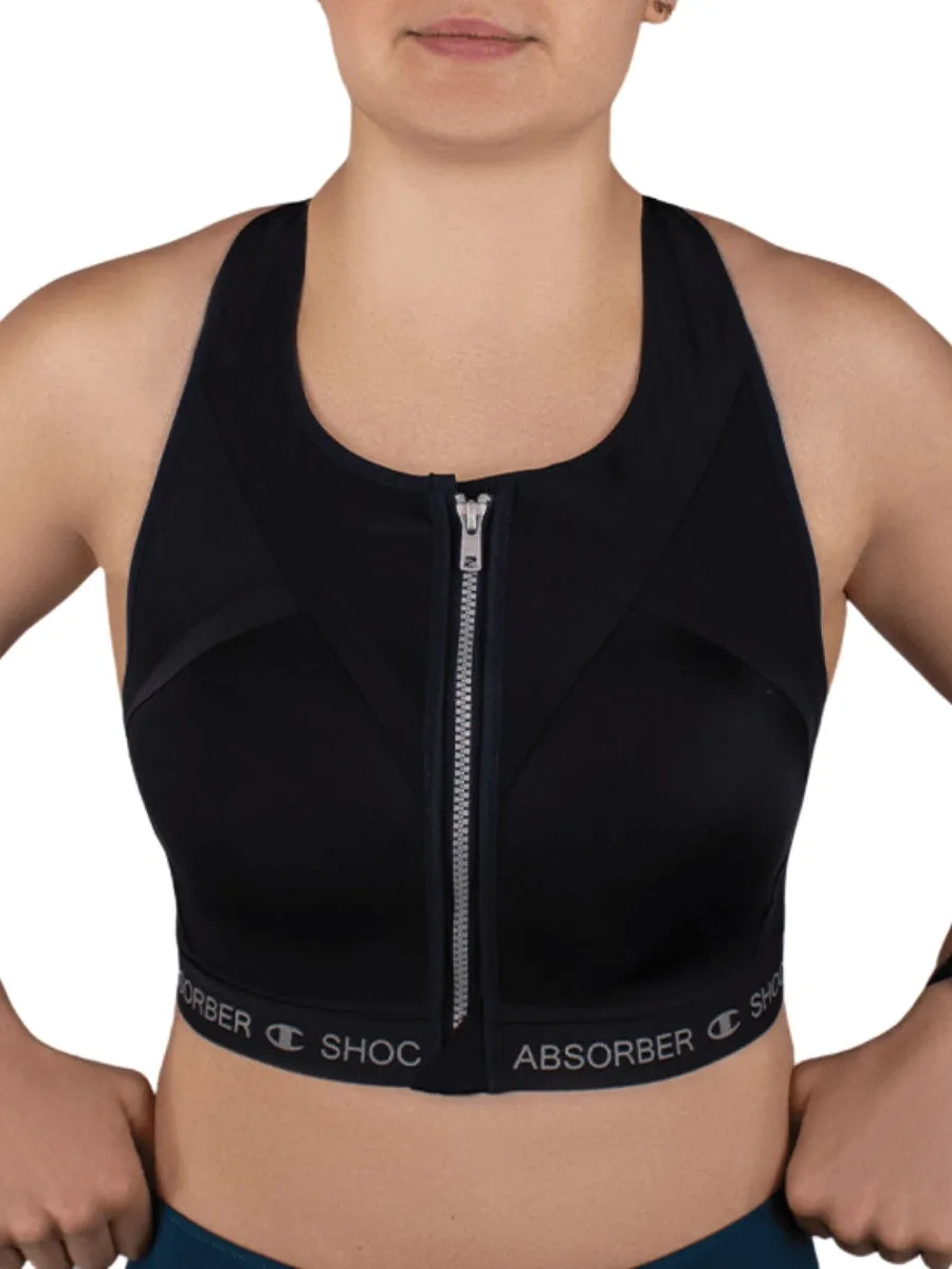 InfinitY Power Zip Front Sports Bra - Black