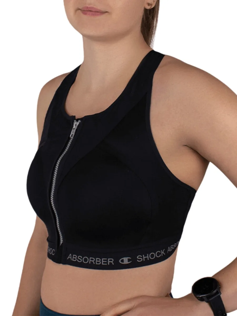 InfinitY Power Zip Front Sports Bra - Black