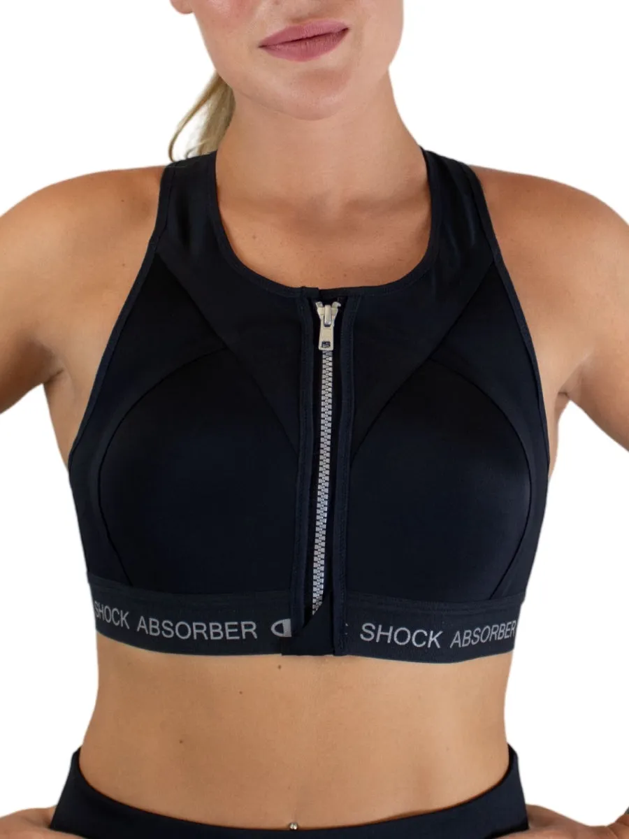 InfinitY Power Zip Front Sports Bra - Black