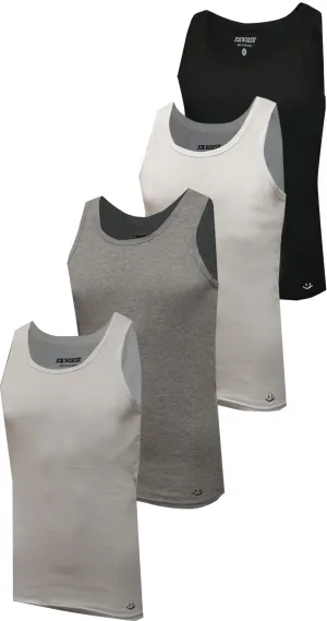 Joe Boxer Black Gray and White Cotton Rib 4 Pack Tank Tops