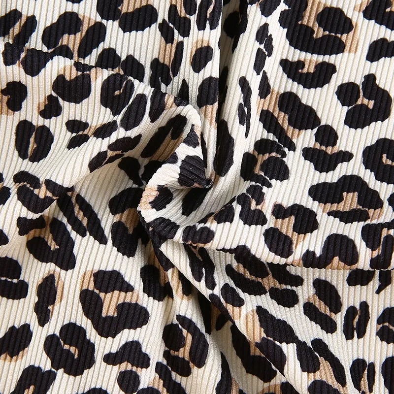 Leopard Print Sexy V Neck Rave Crop Top Shirt Long Sleeve