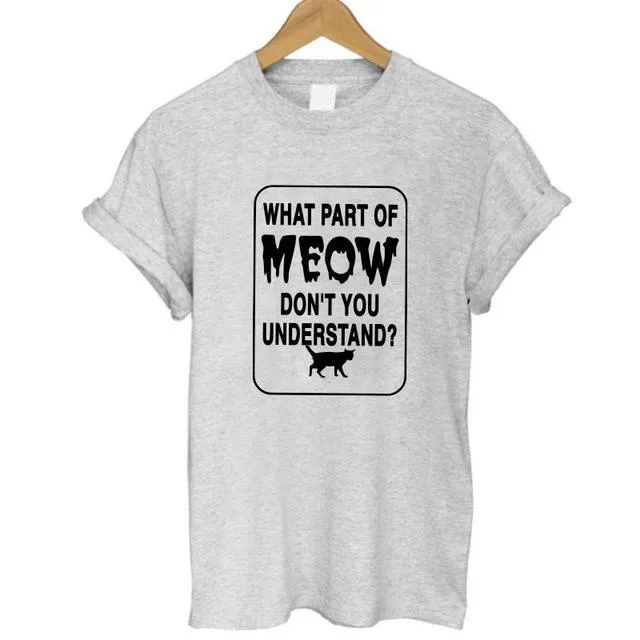 Meow Print Women Cat T-Shirt