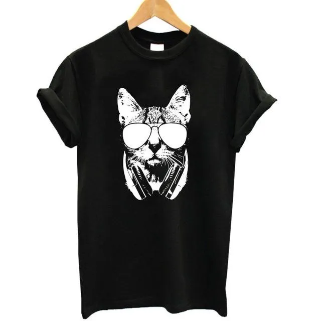 Meow Print Women Cat T-Shirt