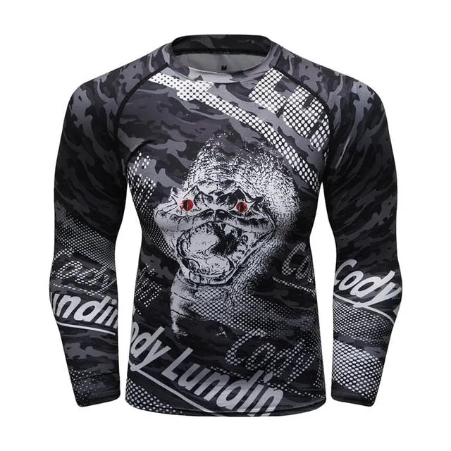 MMA Samurai Printed Workout Quick Dry Long Sleeve