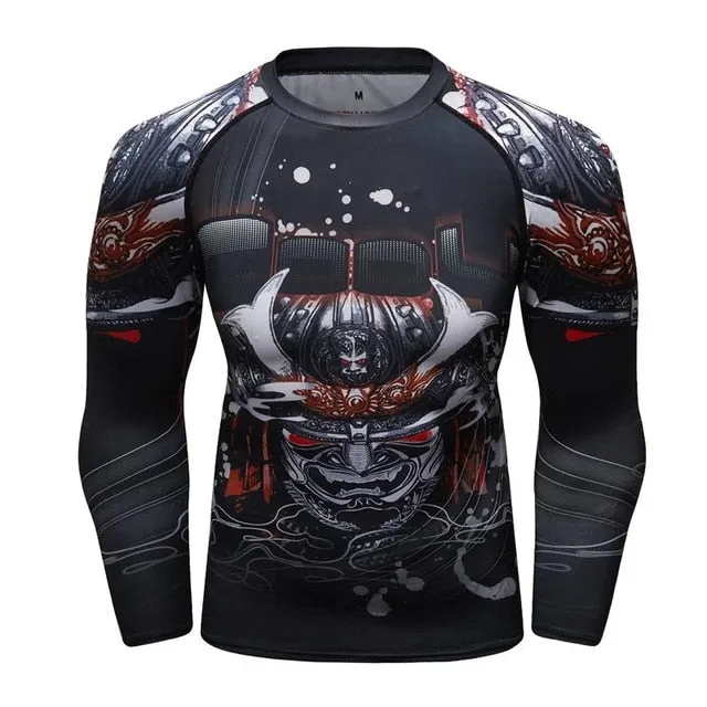 MMA Samurai Printed Workout Quick Dry Long Sleeve