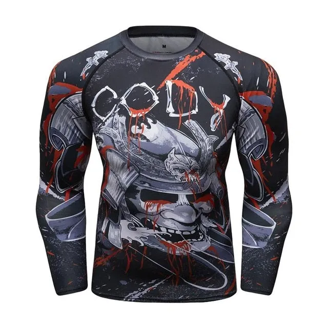 MMA Samurai Printed Workout Quick Dry Long Sleeve