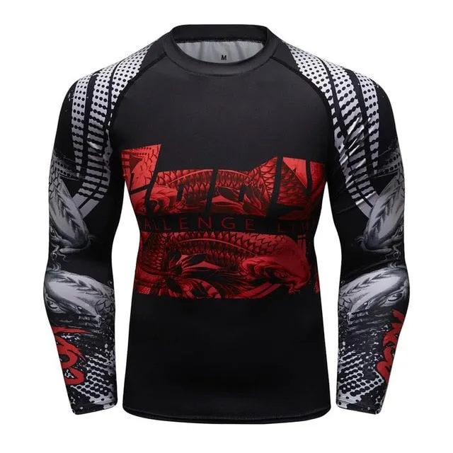 MMA Samurai Printed Workout Quick Dry Long Sleeve