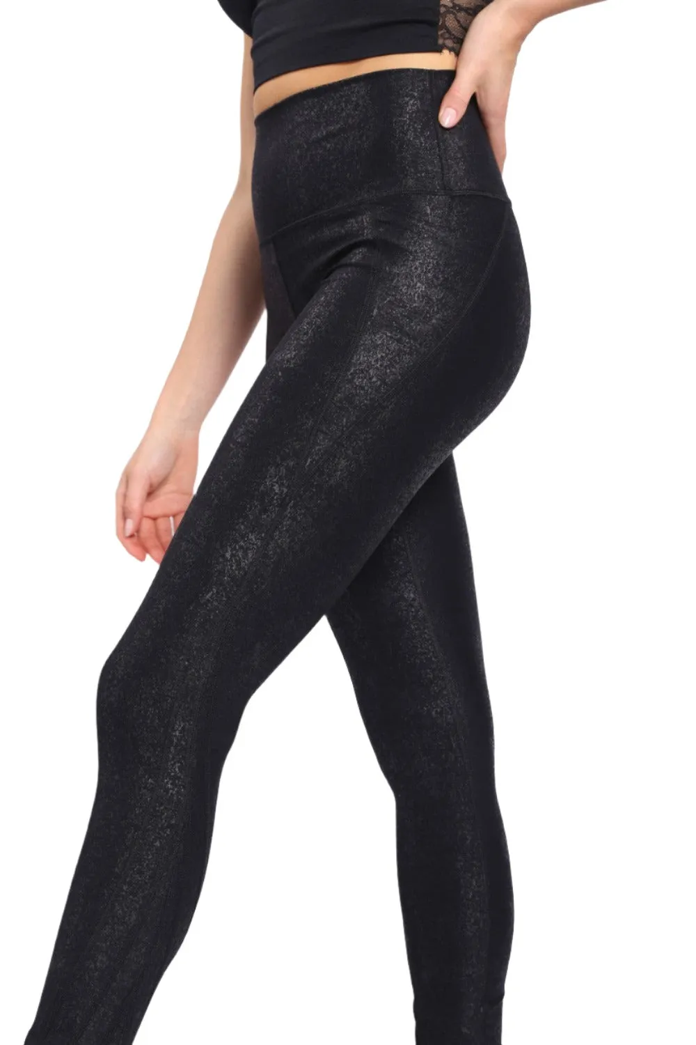 Mono B High waist Foil Leggings With Side Pockets APH-A0951 and Plus