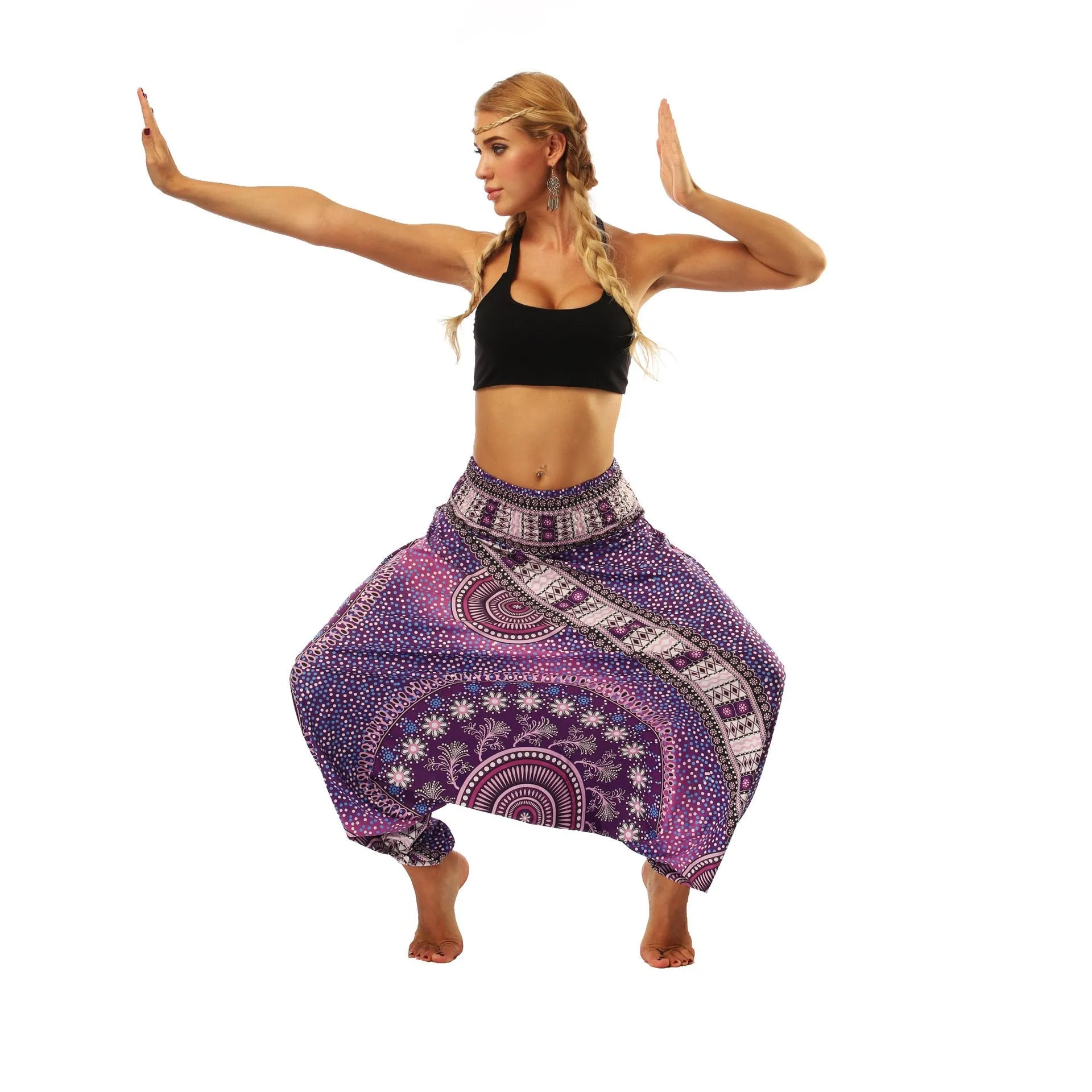 National Wind Style Digital Print Loose Women's Fitness Yoga Pants Leisure Lantern Yoga Pants