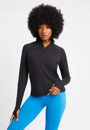 Performance Half Zip Long Sleeve Top-Black