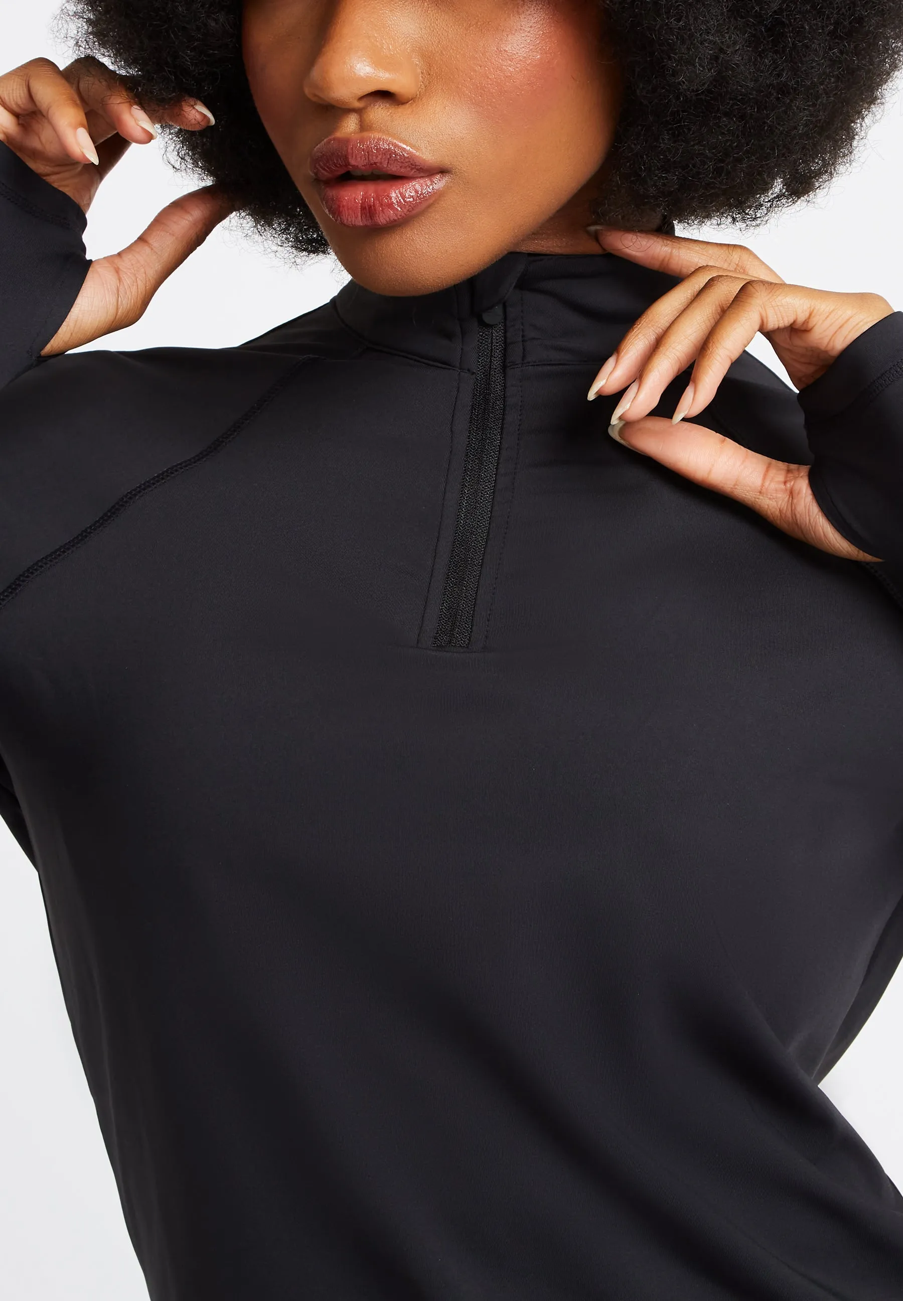 Performance Half Zip Long Sleeve Top-Black