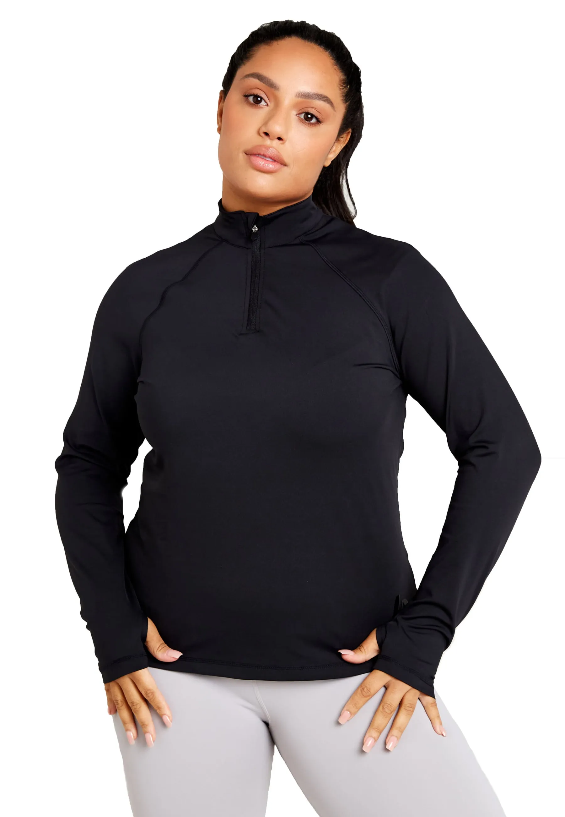 Performance Half Zip Long Sleeve Top-Black