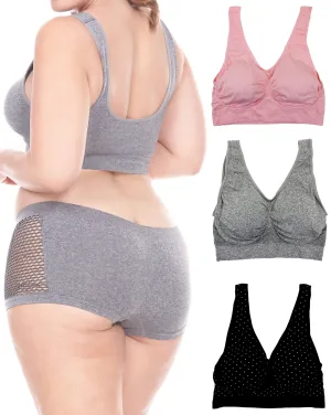 Plus Size Seamless Sports Bras (3 Pack)