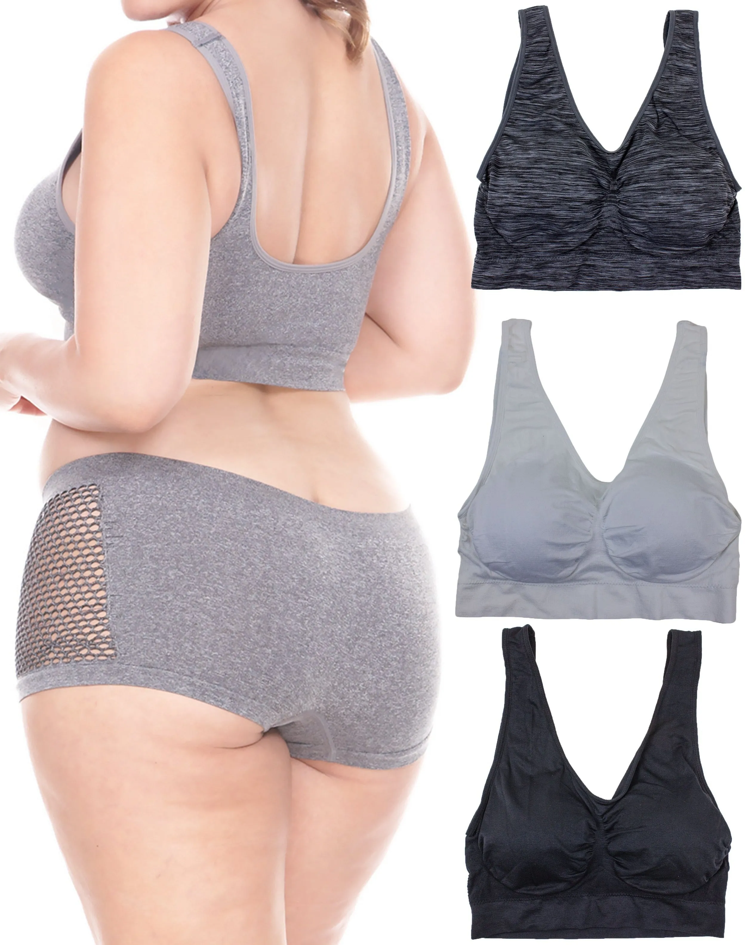 Plus Size Seamless Sports Bras(3 Pack)