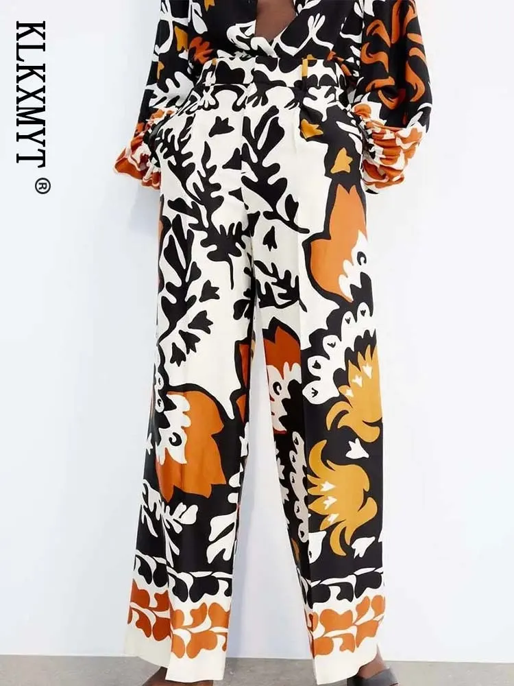 Printed Long Sleeve Tops and Pants Casual Ladies Suit