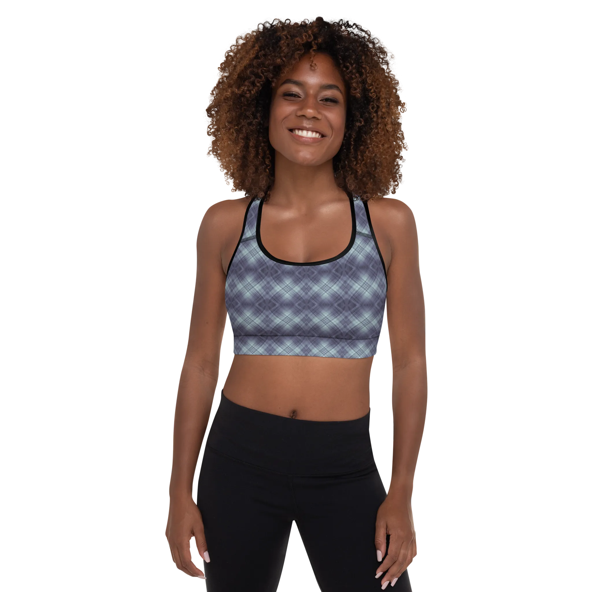 Recursia Argyle Rewired I Padded Sports Bra In Blue