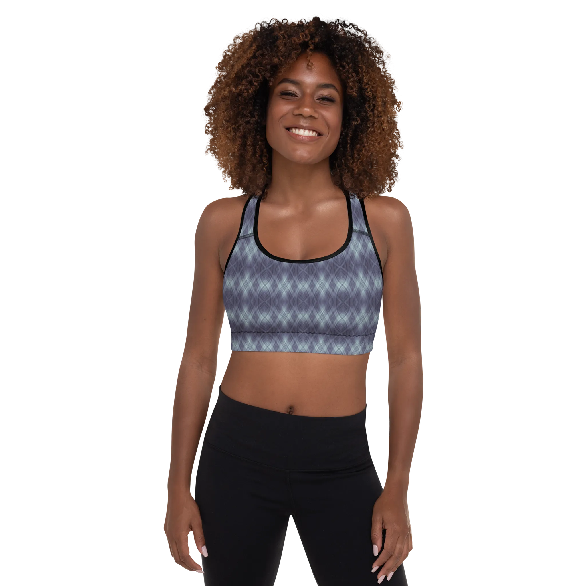 Recursia Argyle Rewired II Padded Sports Bra In Blue