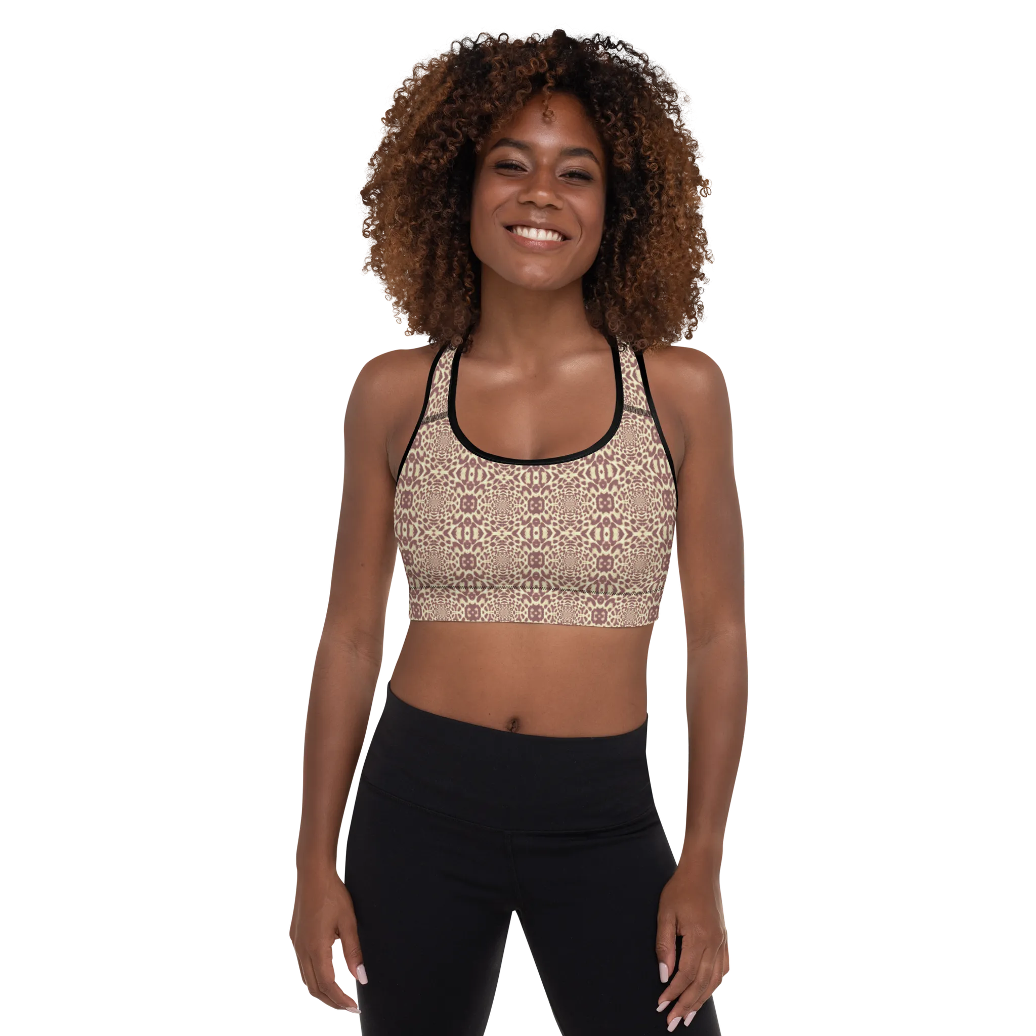 Recursia Contemplative Jaguar Padded Sports Bra In Pink