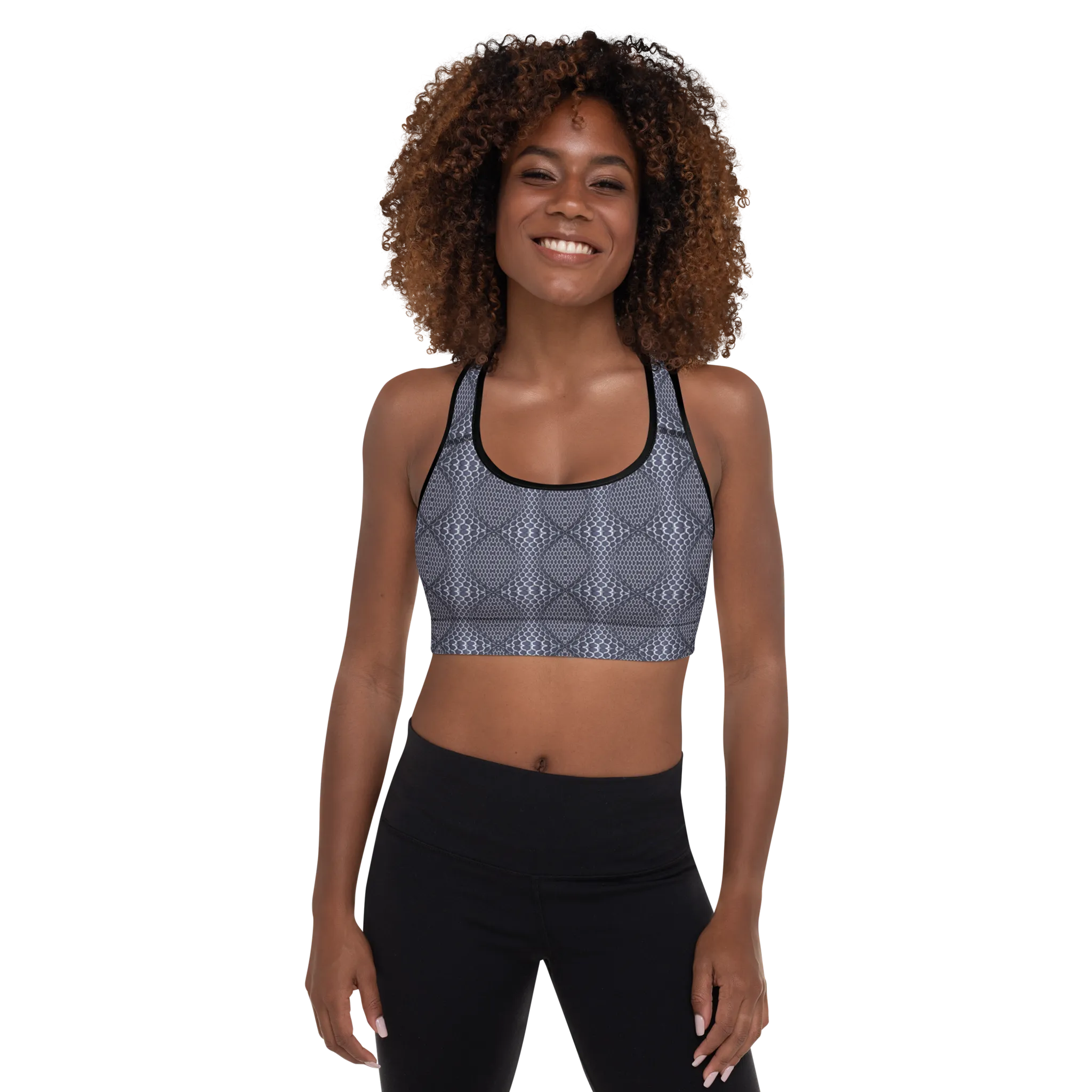 Recursia Illusions Game Padded Sports Bra In Blue